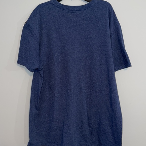 Super Mario Mens Navy Running Retro Stripe T-Shirt Size XL - Picture 3 of 4